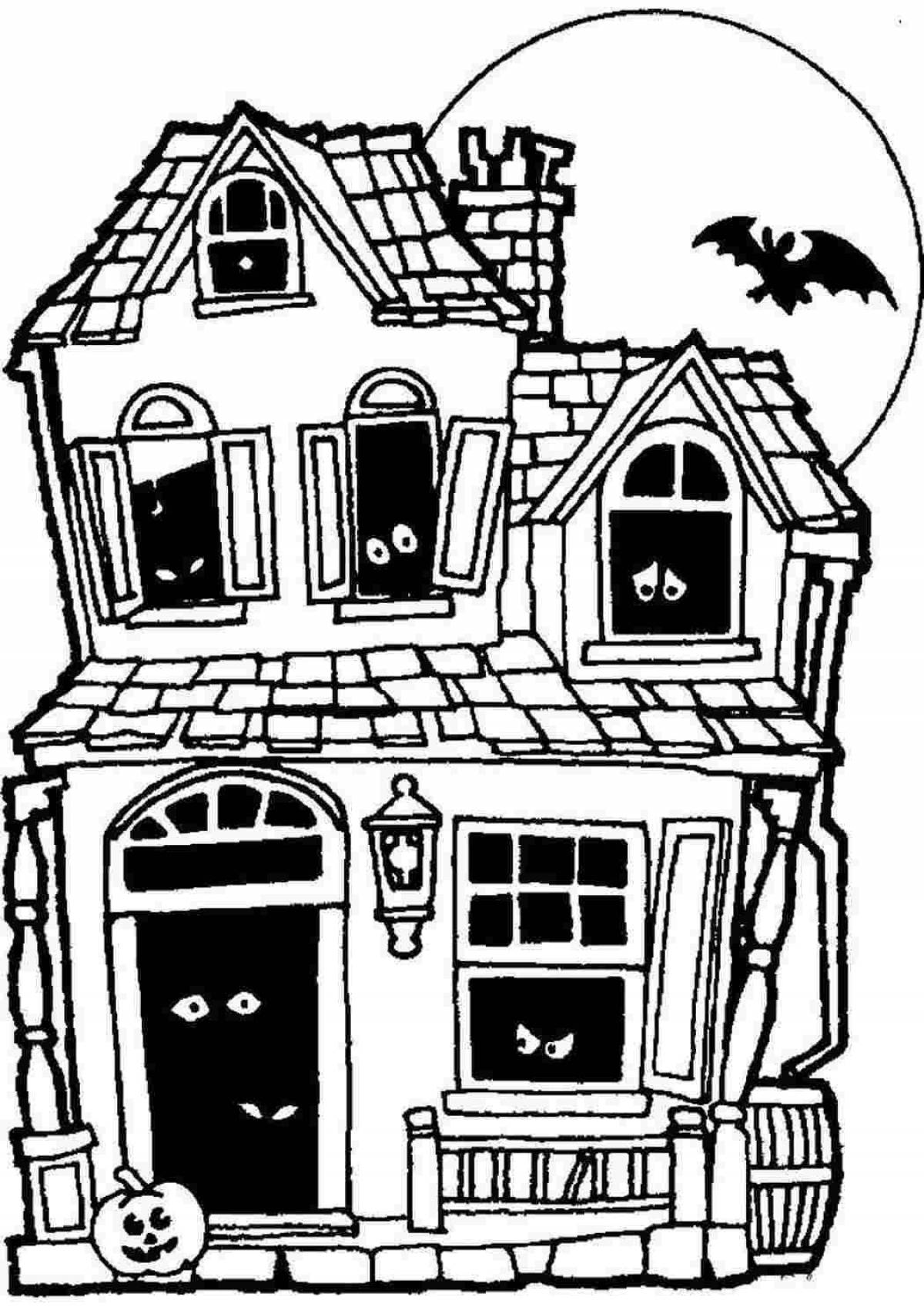 Coloring book scary scary house