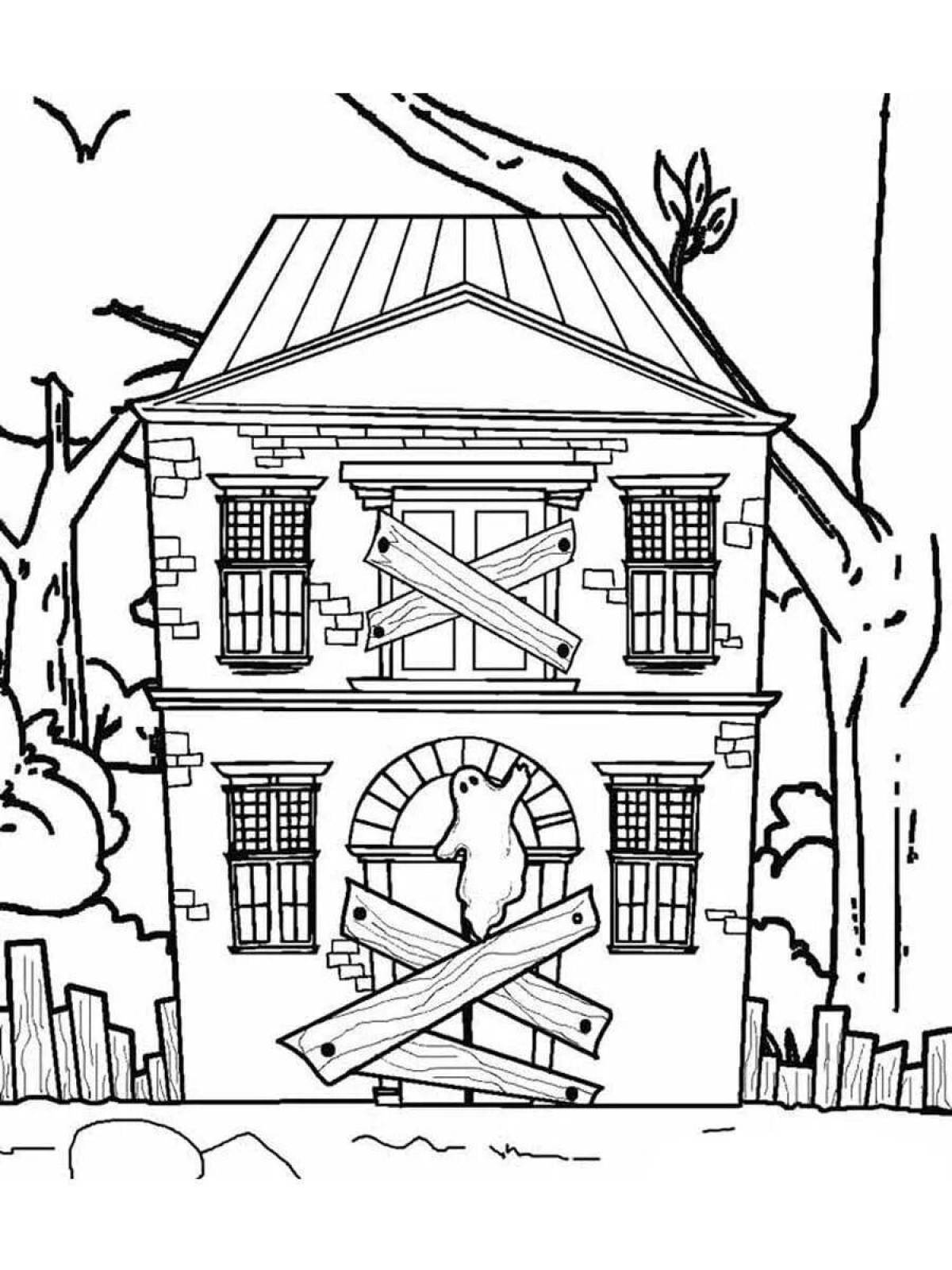 Spooky haunted house coloring book