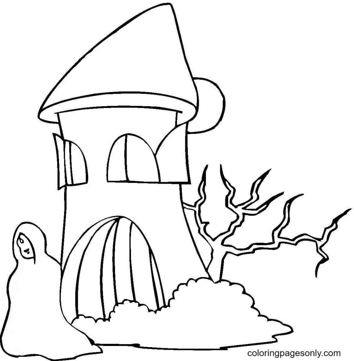 Coloring page chilling gloomy house