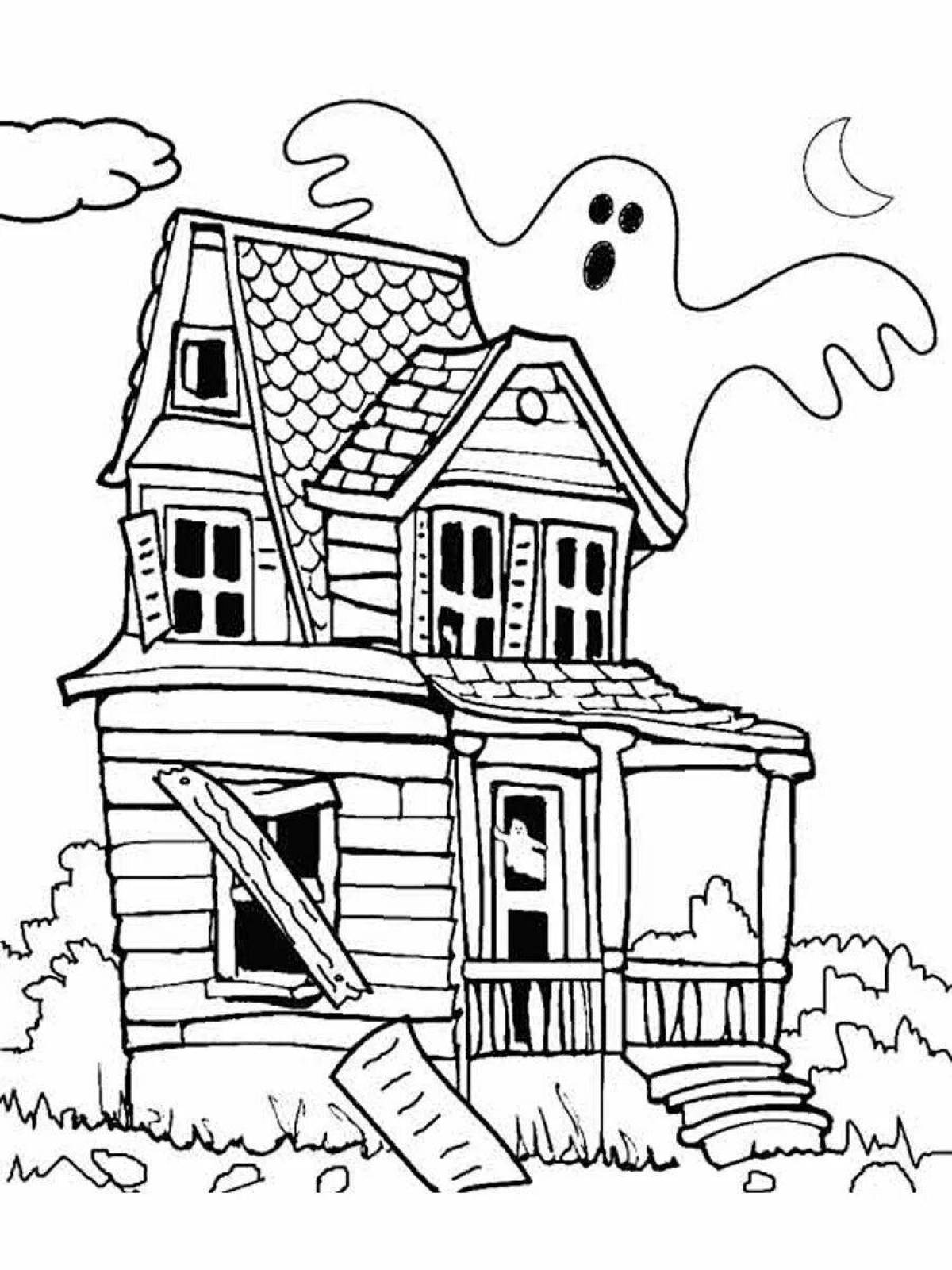 Coloring page creepy house that makes your back tingle