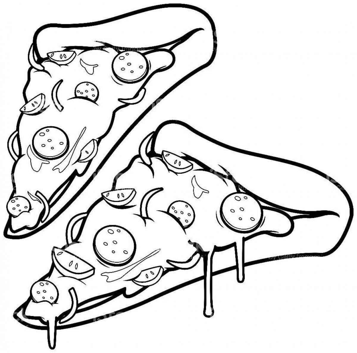 Attractive pizza slice coloring book