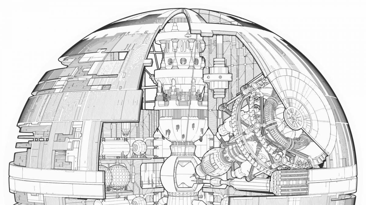 Gorgeous death star coloring page