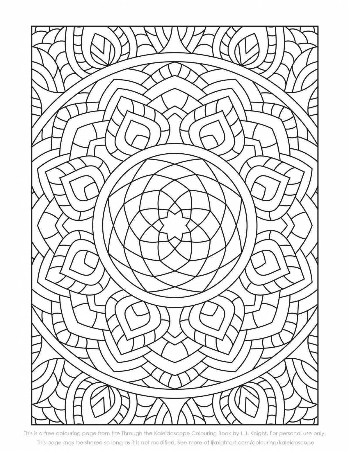 Colorful kaleidoscope coloring book
