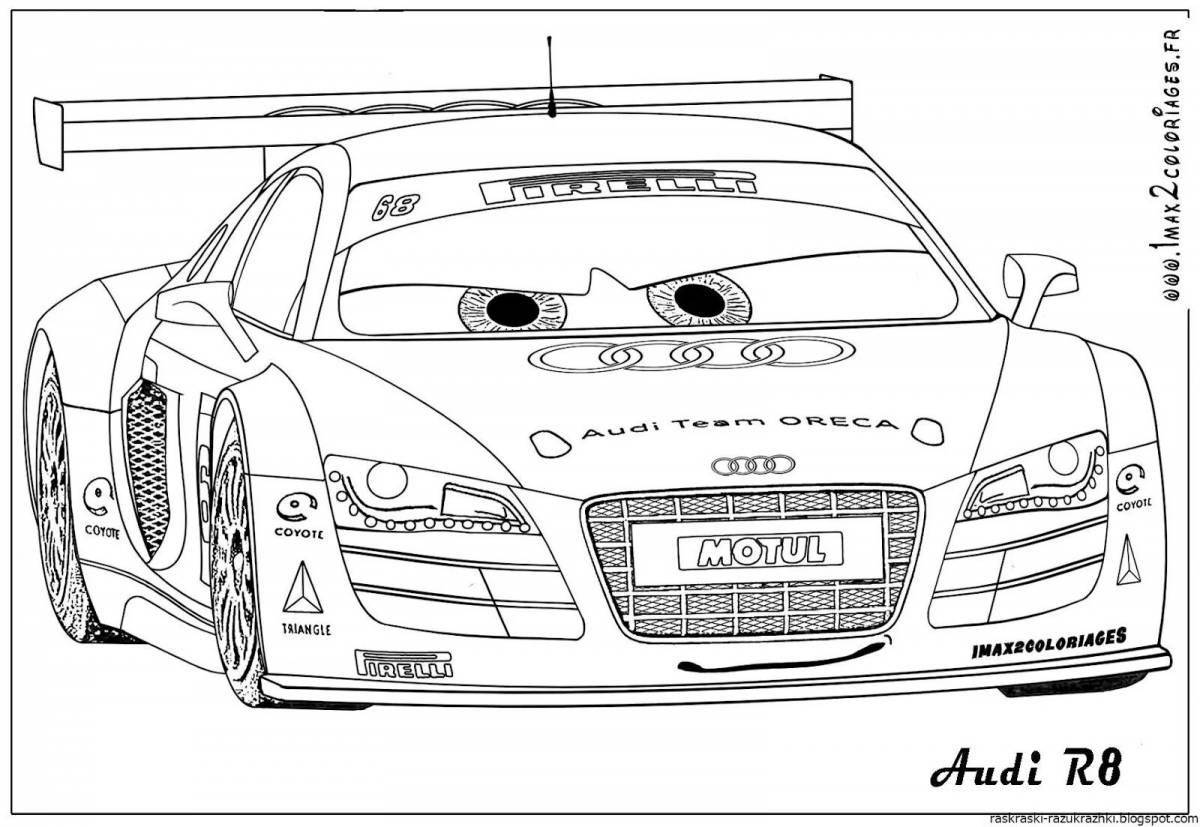 Coloring page amazingly fast cars