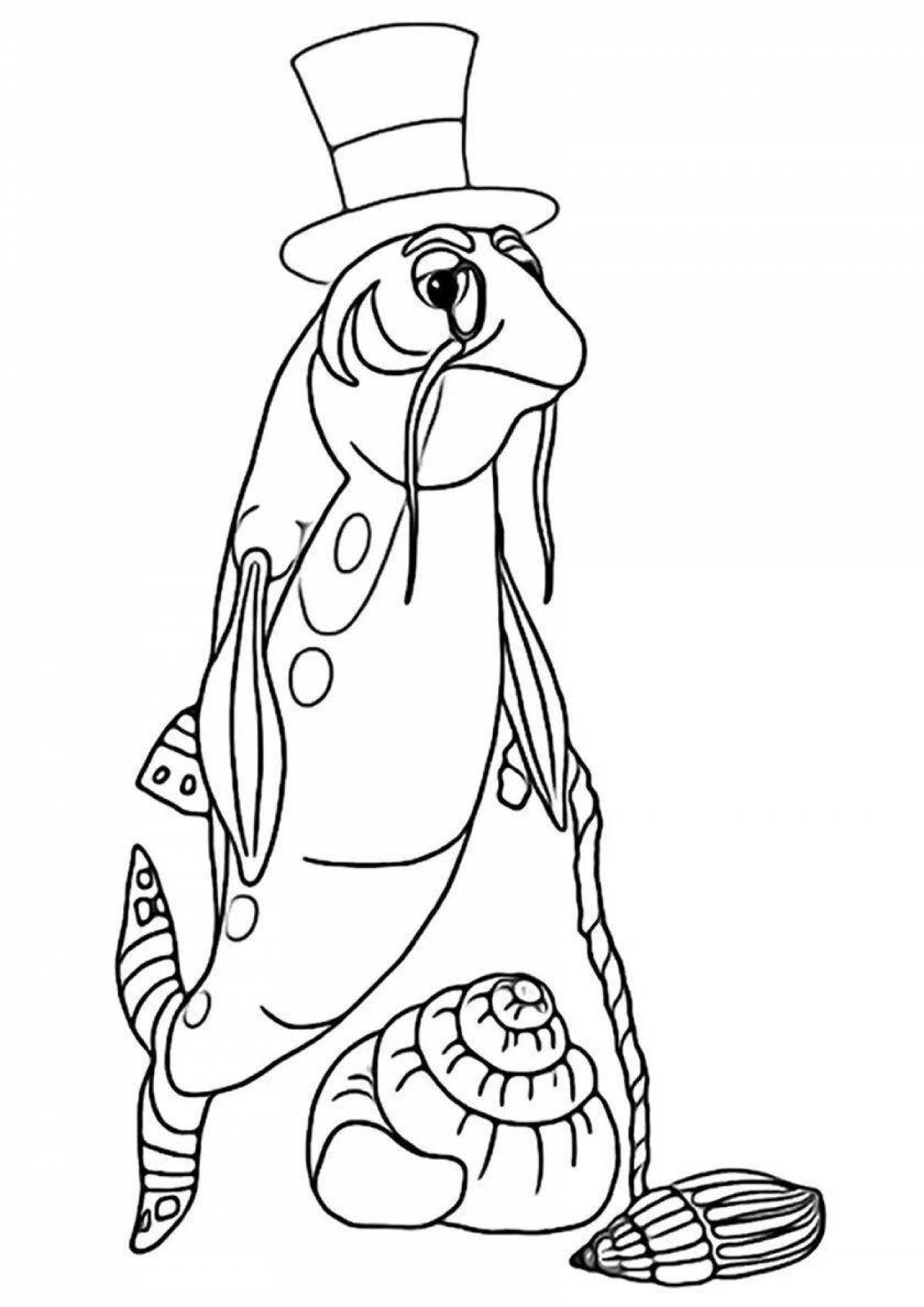 Раскраска великолепная рыбка лунтик