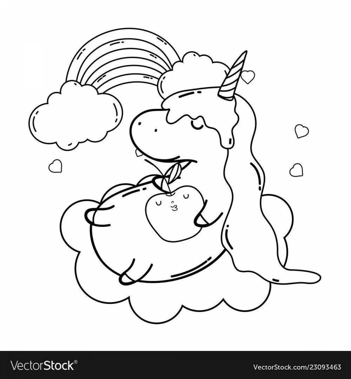 Увлекательная раскраска unicorn cloud