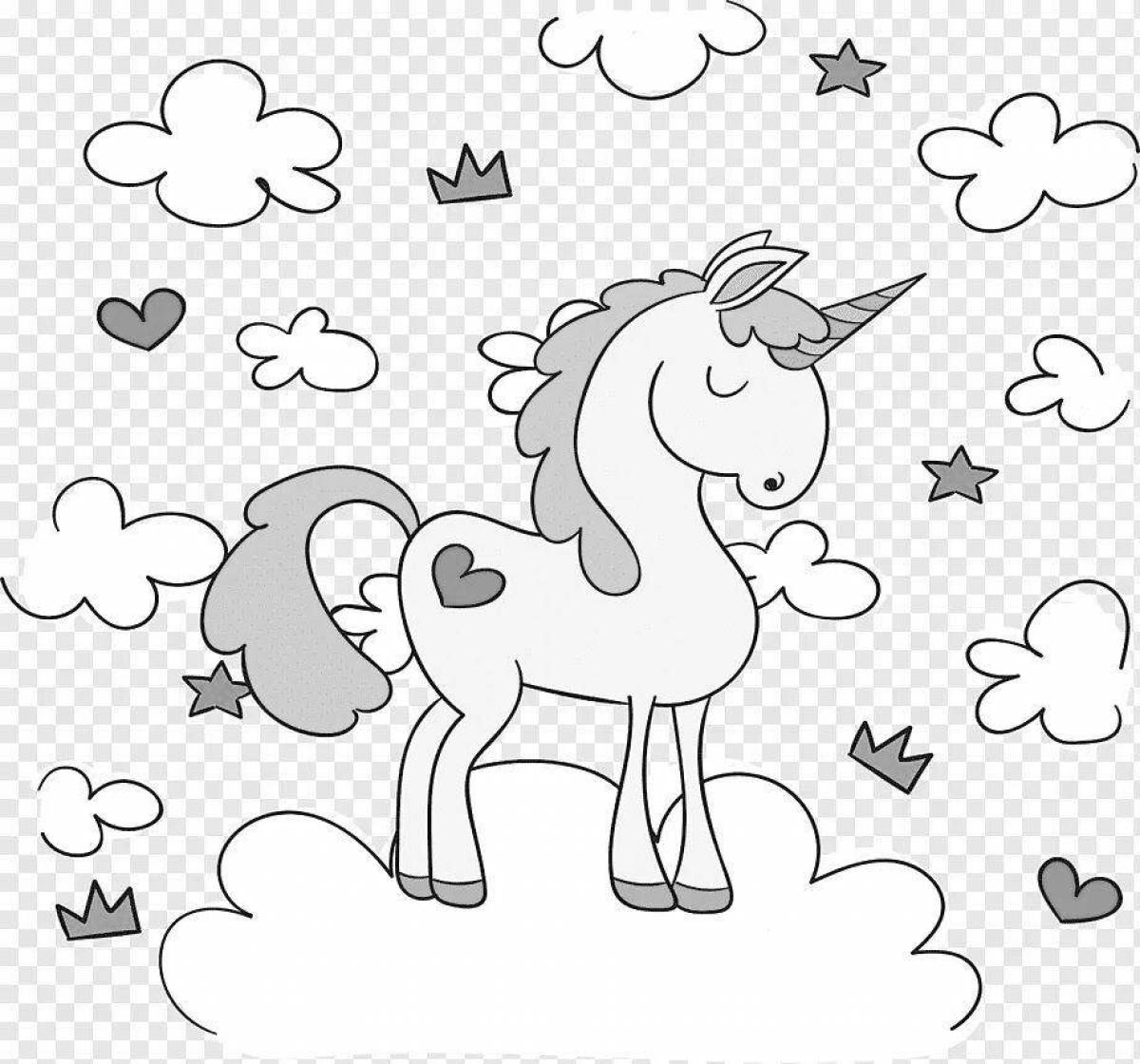 Unicorn cloud glitter coloring book