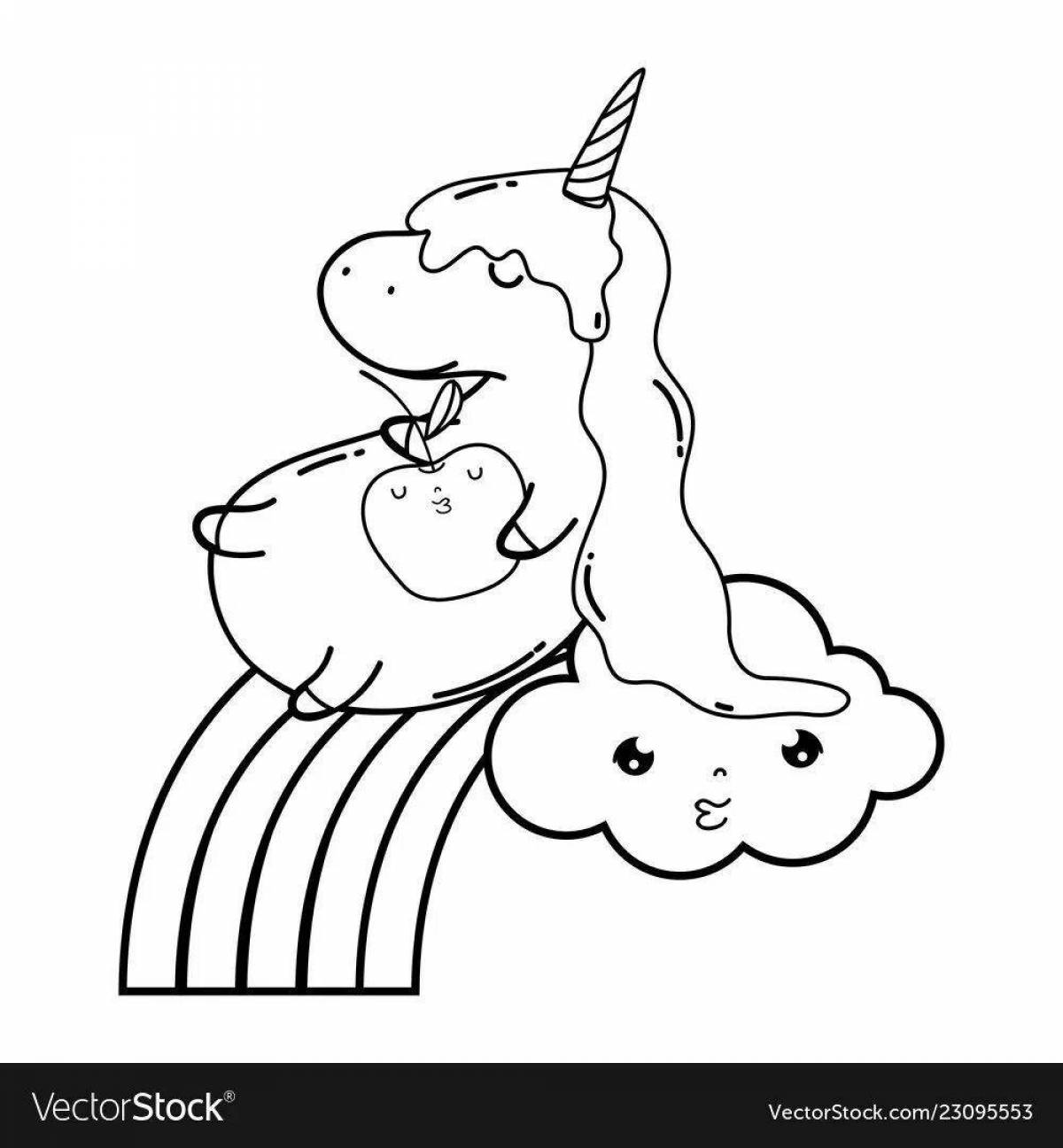 Serene coloring page unicorn cloud