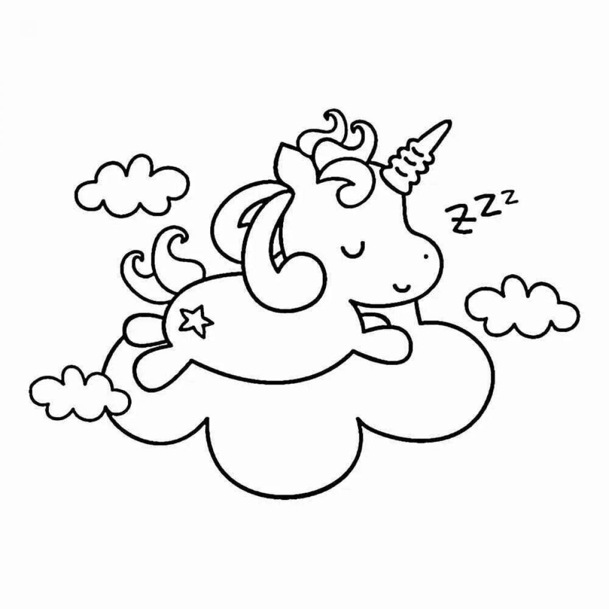 Unicorn cloud coloring page