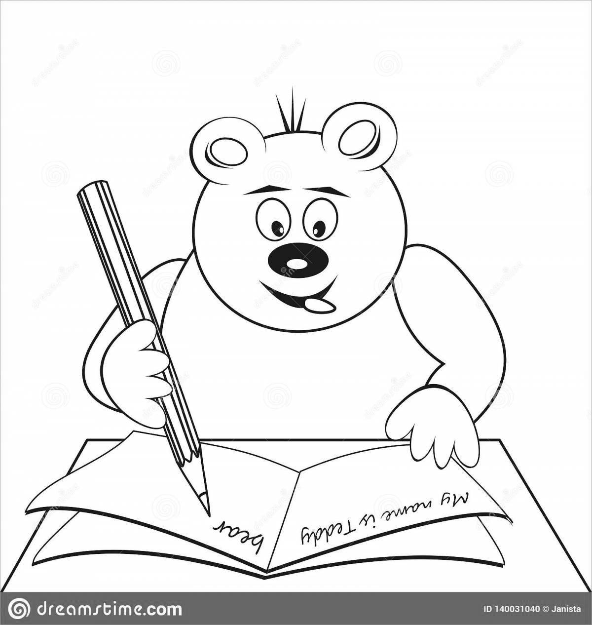 Coloring book bear filled with flowers