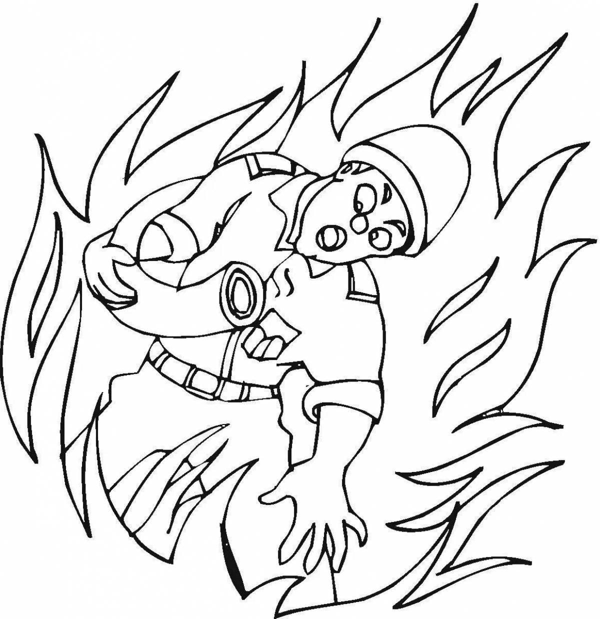 Attractive fire coloring page