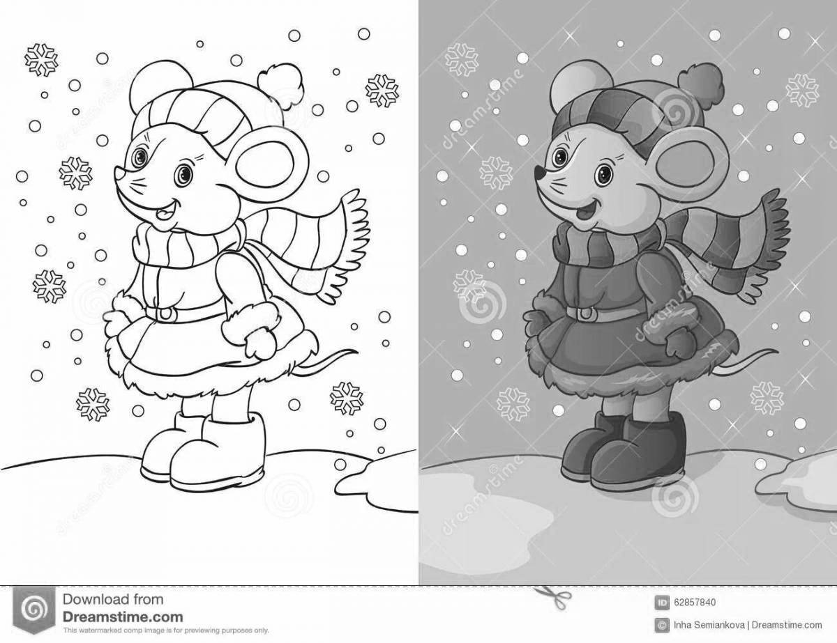 Plush mouse in winter