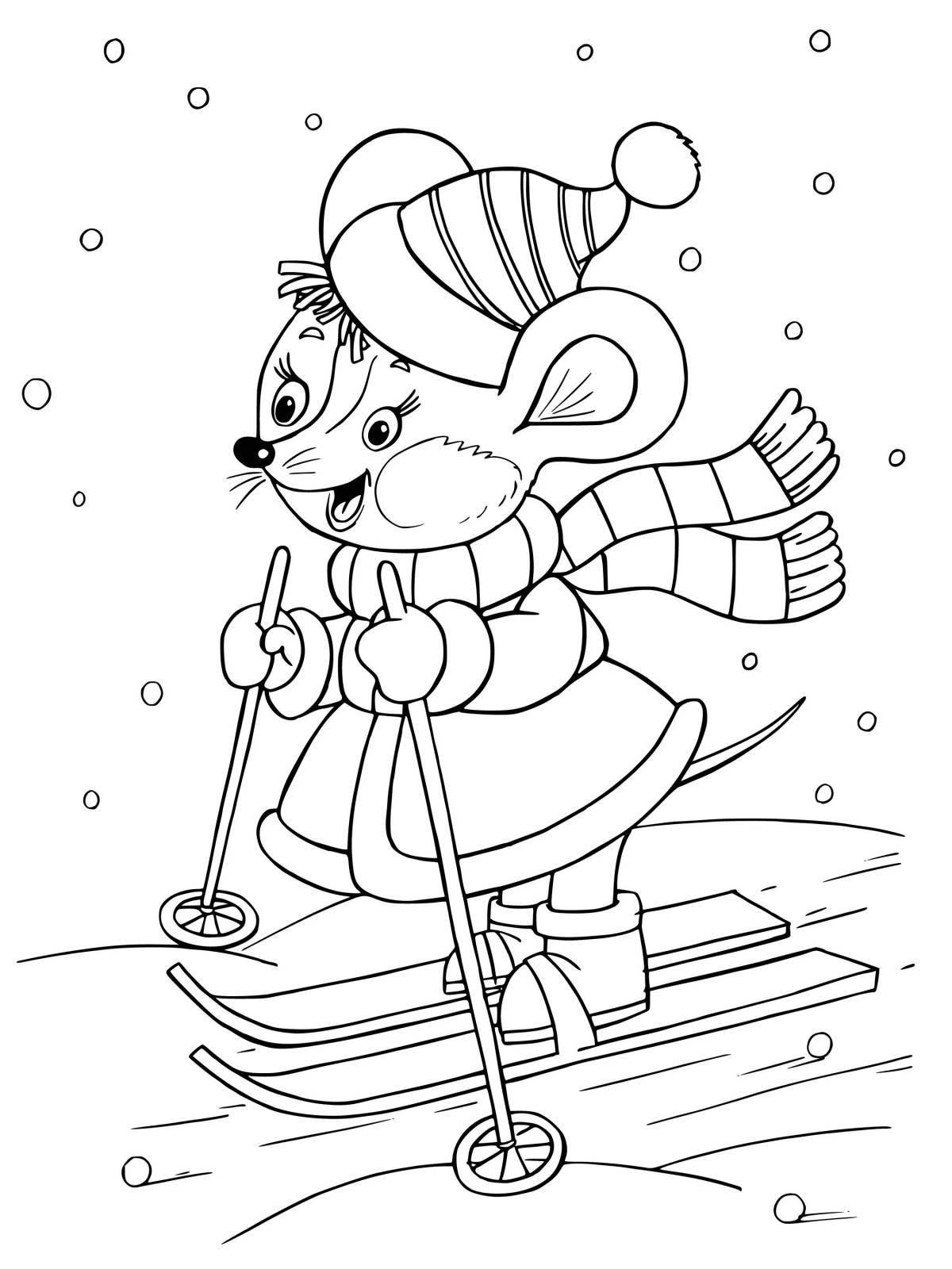 Icicle-decorated mouse in winter