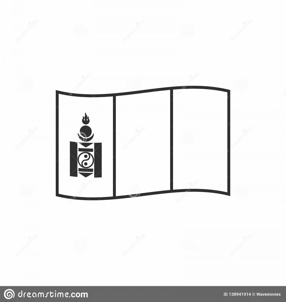 Очаровательная страница раскраски флага монголии