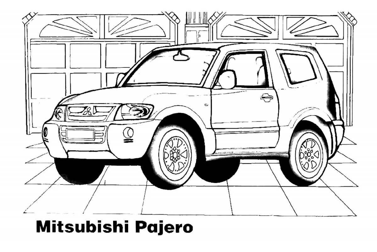 Coloring book of colorful Japanese SUVs