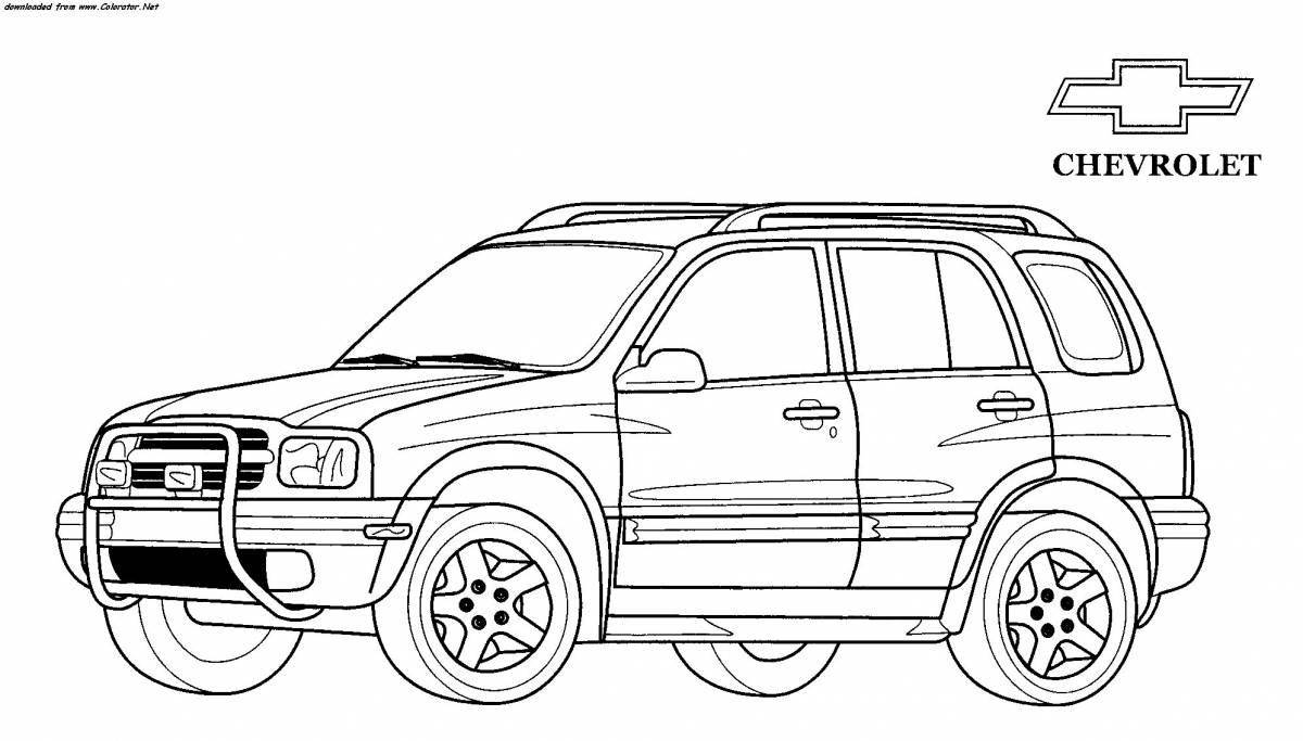 Coloring book of impeccable Japanese SUVs