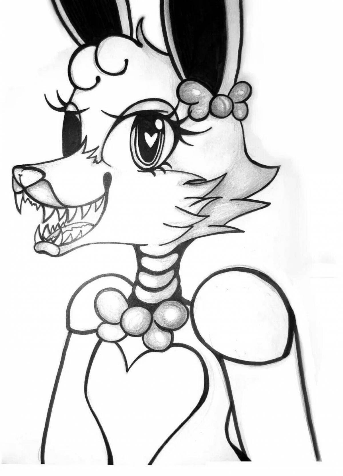 Playful broken mangle coloring page