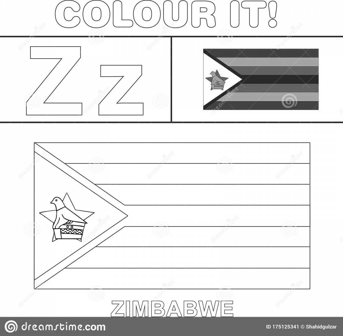 Fun coloring of the flag of zimbabwe