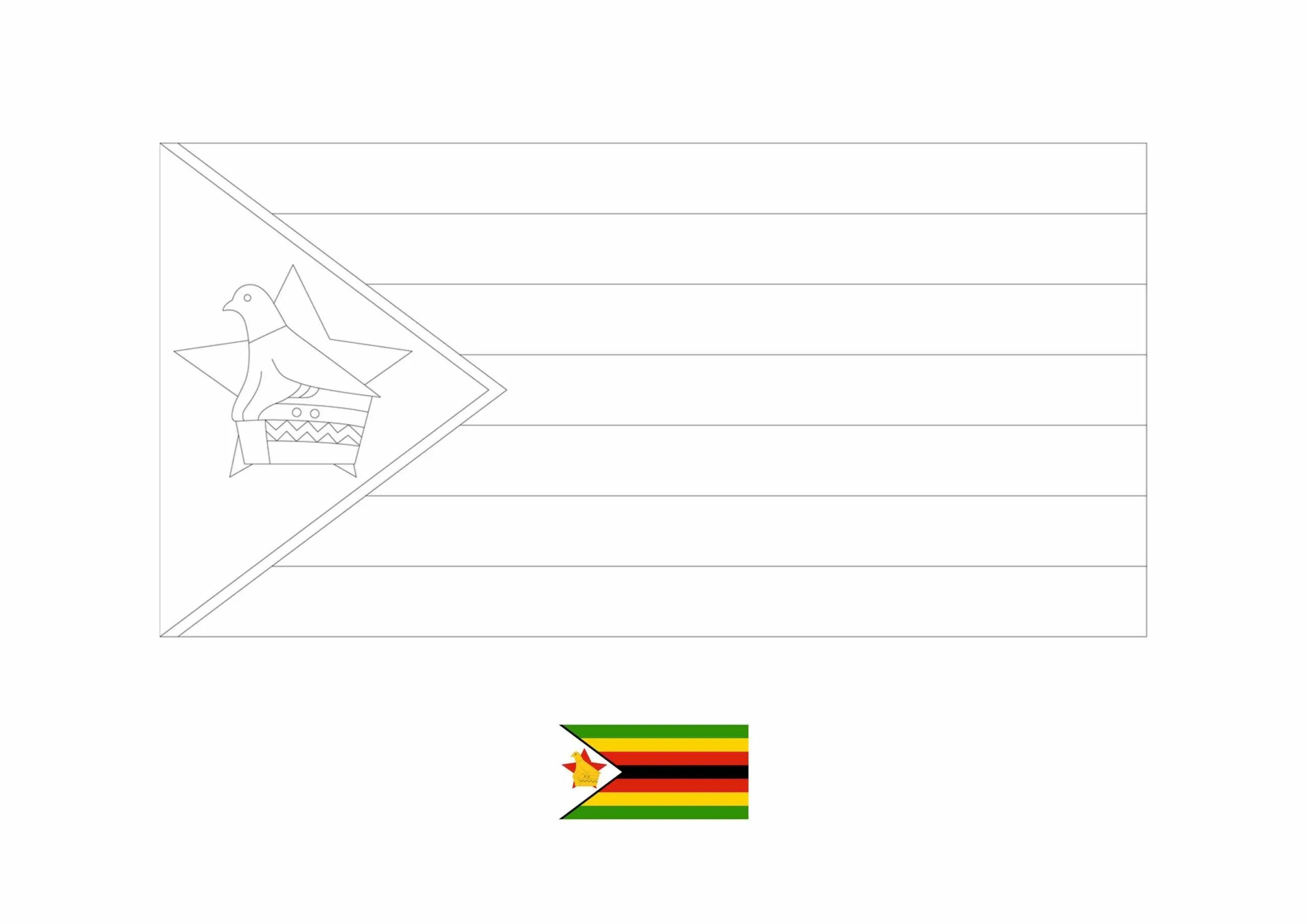 Очаровательная страница раскраски с флагом зимбабве