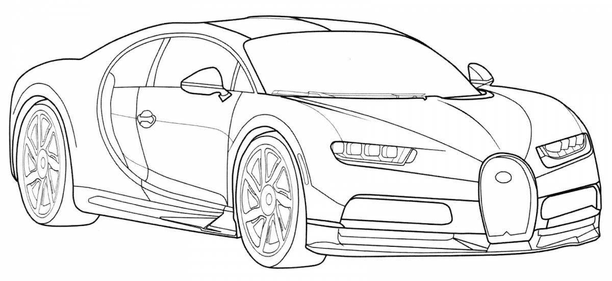 Colorful bugatti police coloring page