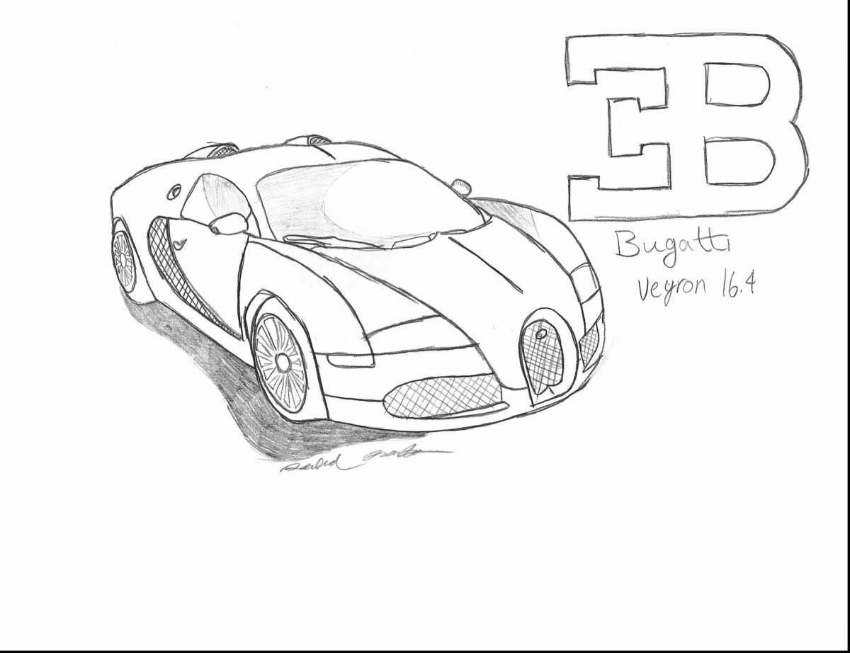 Luxury police bugatti coloring page