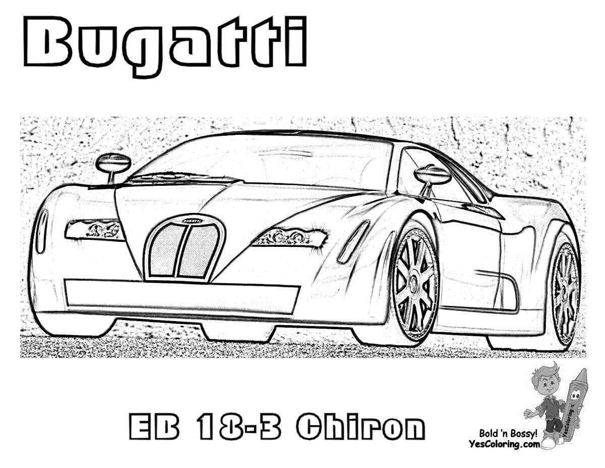 Coloring page elegant police bugatti