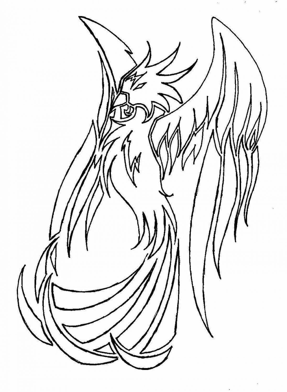 Dynamic phoenix cartoon coloring page