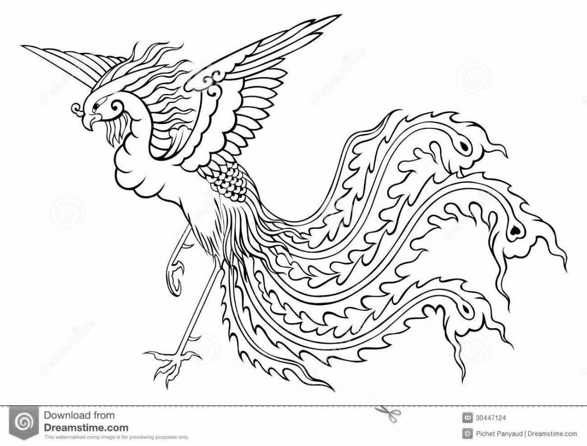 Brave phoenix cartoon coloring page