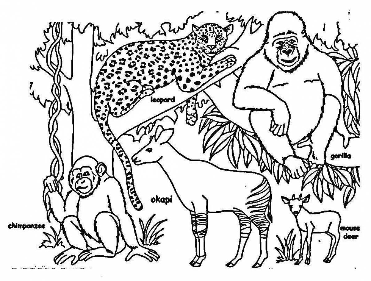 Color-blitzed coloring page all animals