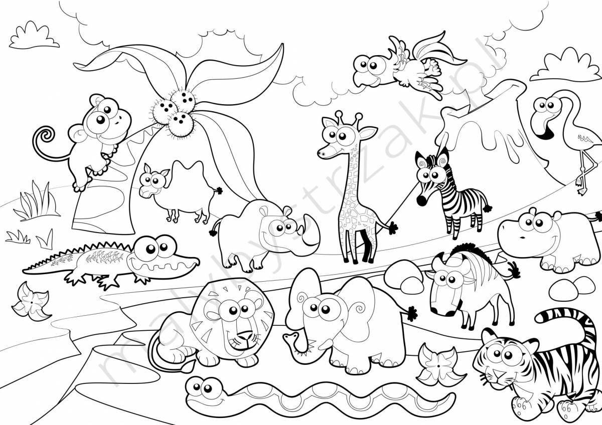 Color-dazzling coloring page all animals