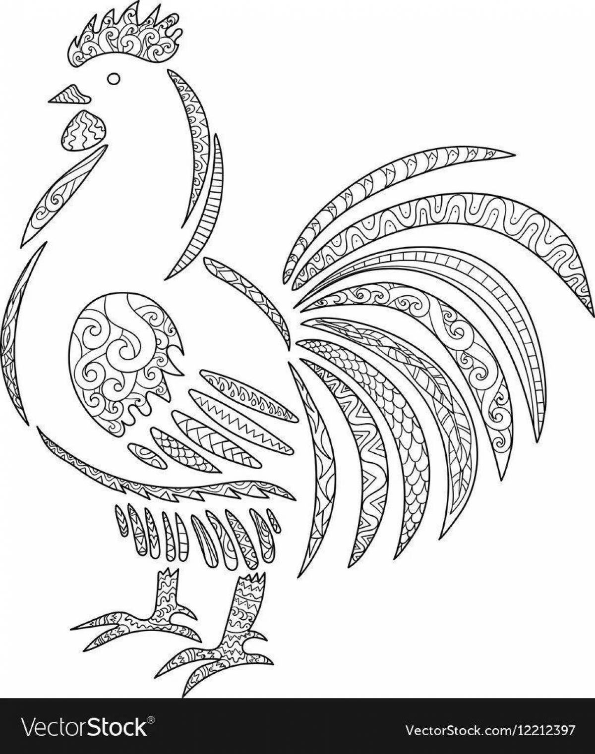 Adorable gorodets bird coloring page