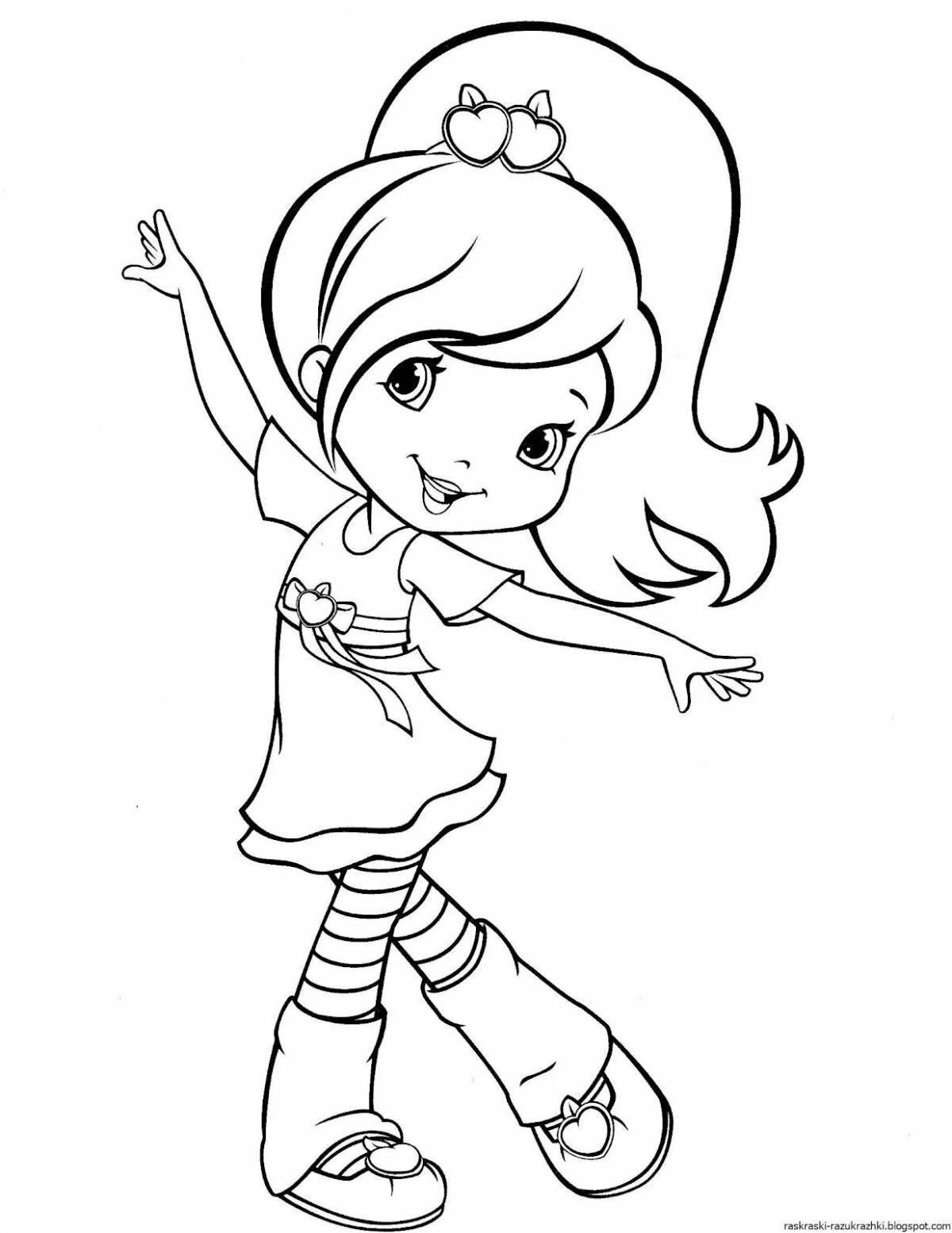 Colorful dancing girl coloring book