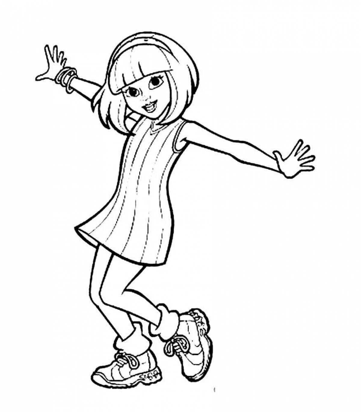 Coloring page charming dancing girl