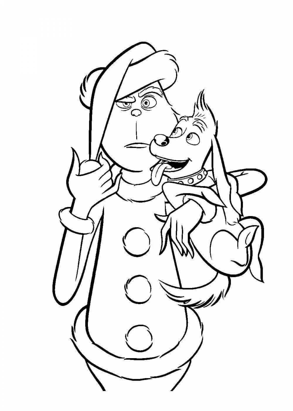 Coloring book with playful Christmas characters