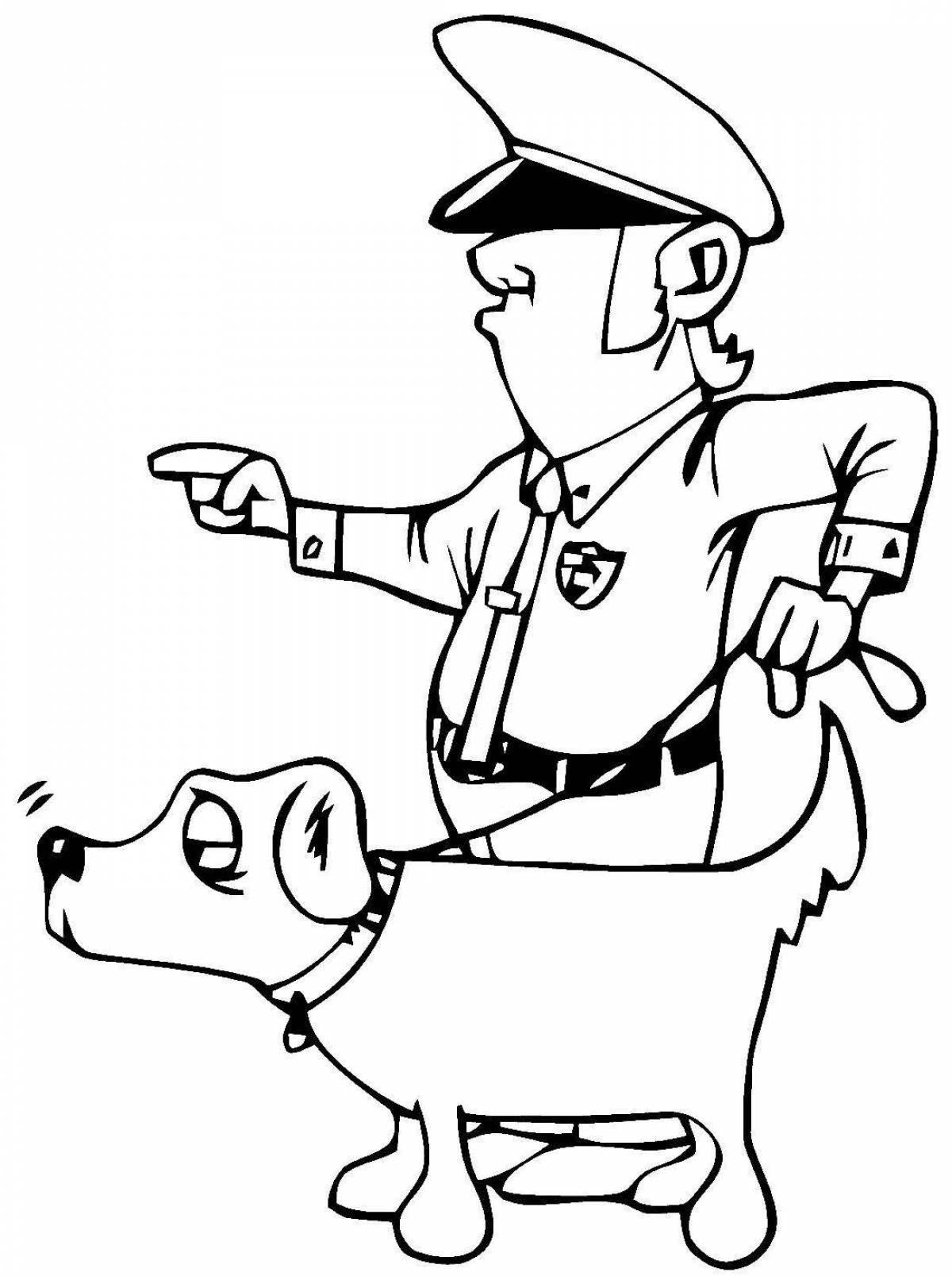 Delicate coloring police figure
