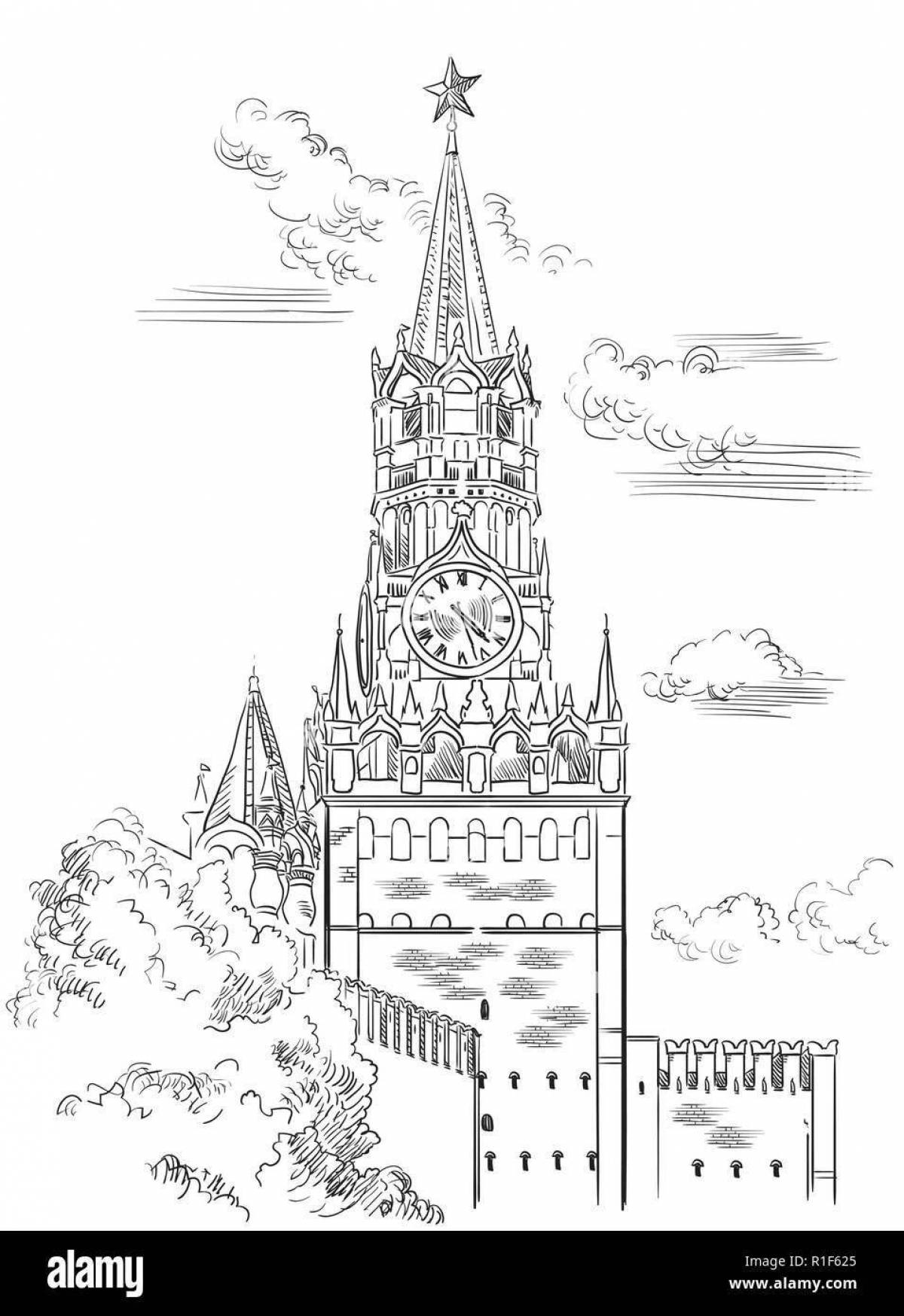 Впечатляющая страница раскраски кремлевской башни