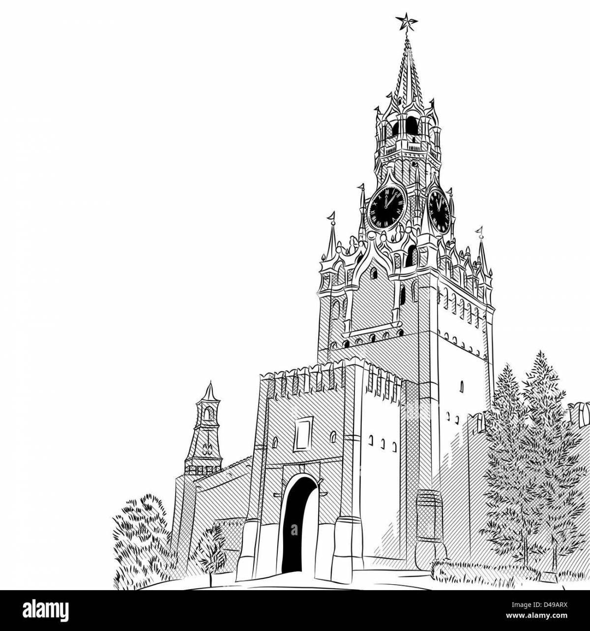 Exquisite Kremlin tower coloring page