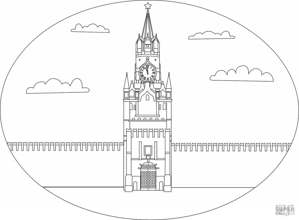 Раскраска кремлевская башня с орнаментом