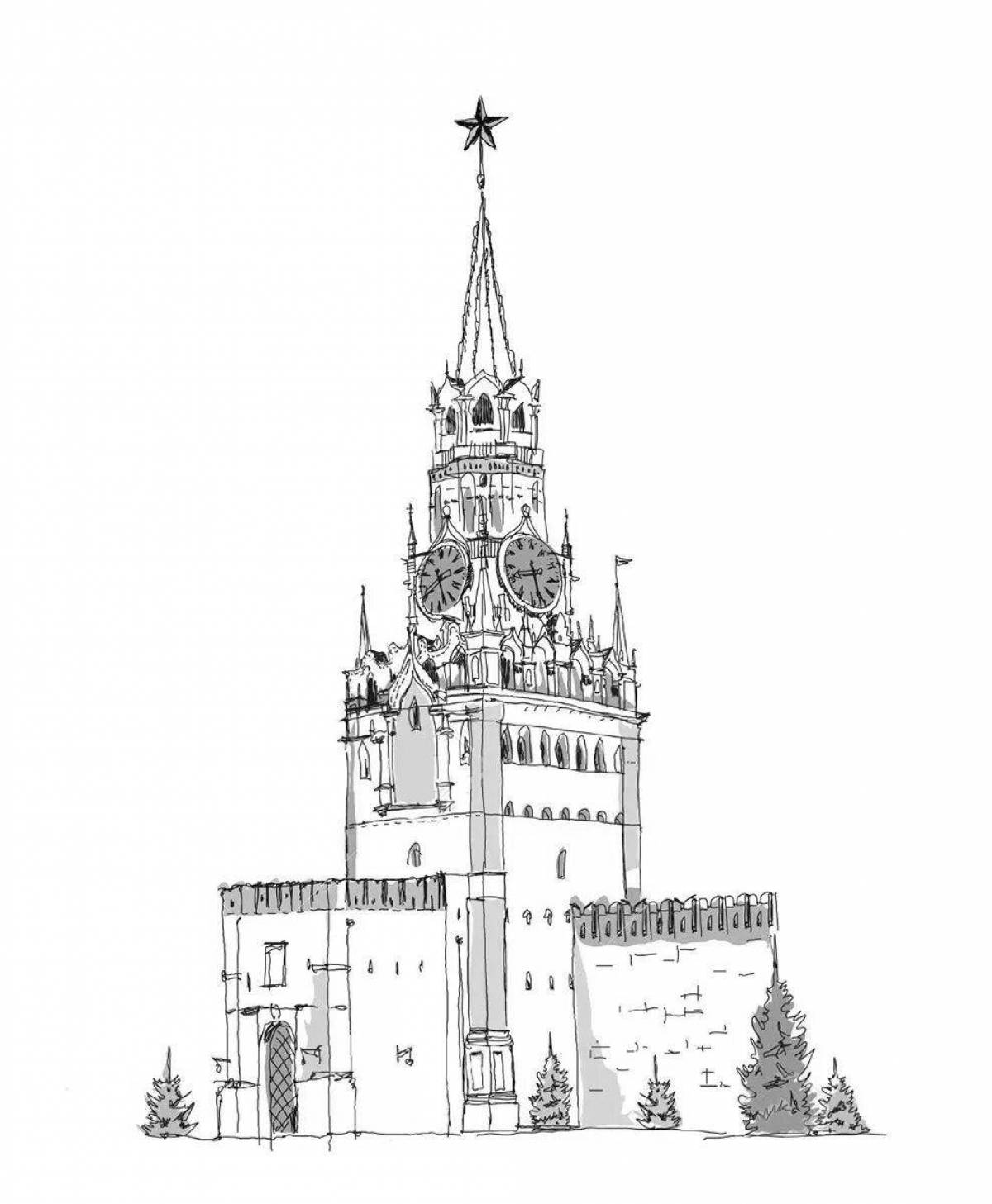 Раскраска завораживающая кремлевская башня