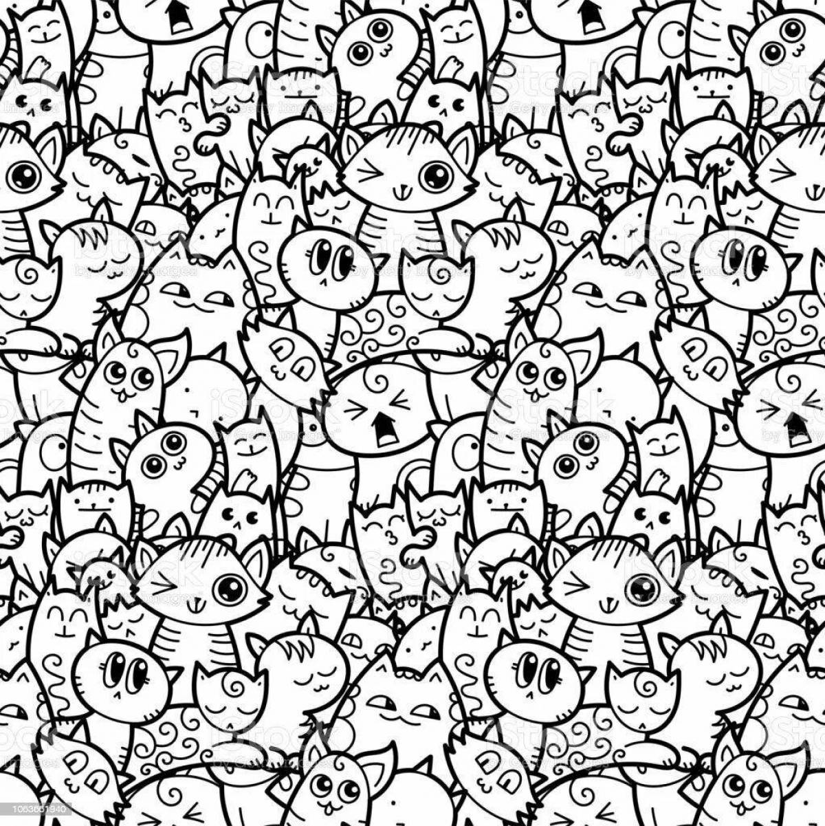 Cozy playful kittens coloring page
