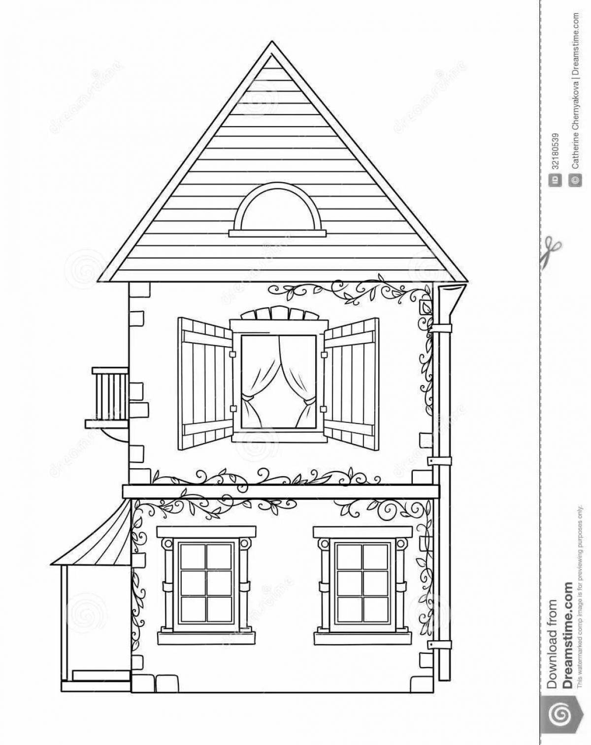 Coloring page facade of a charming house