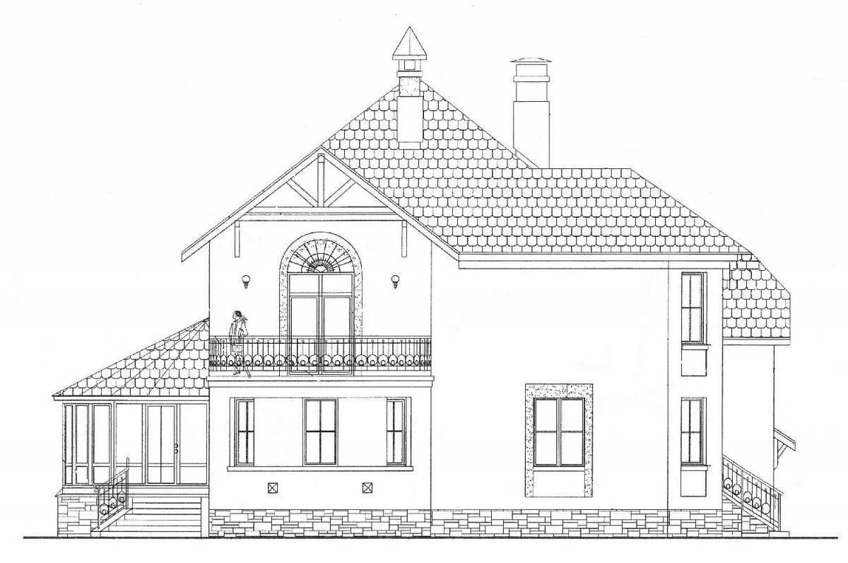 Coloring page facade of a magnificent house