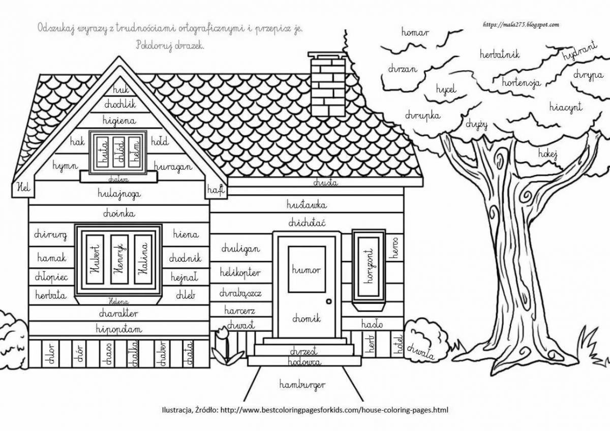 Adorable coloring of the facade of the house