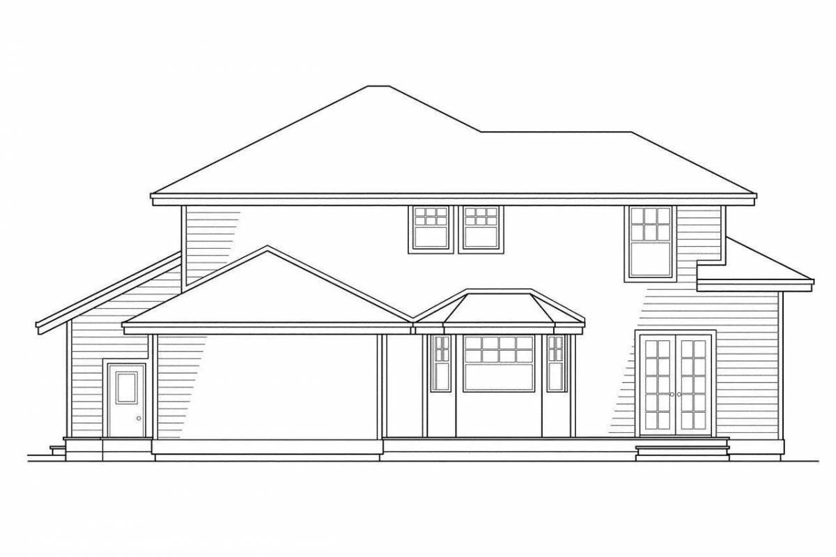 Coloring page inviting facade of the house