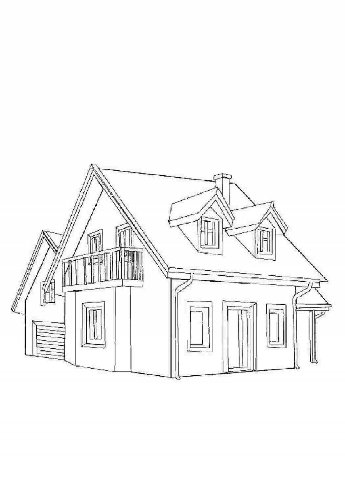 Dramatic house facade coloring page