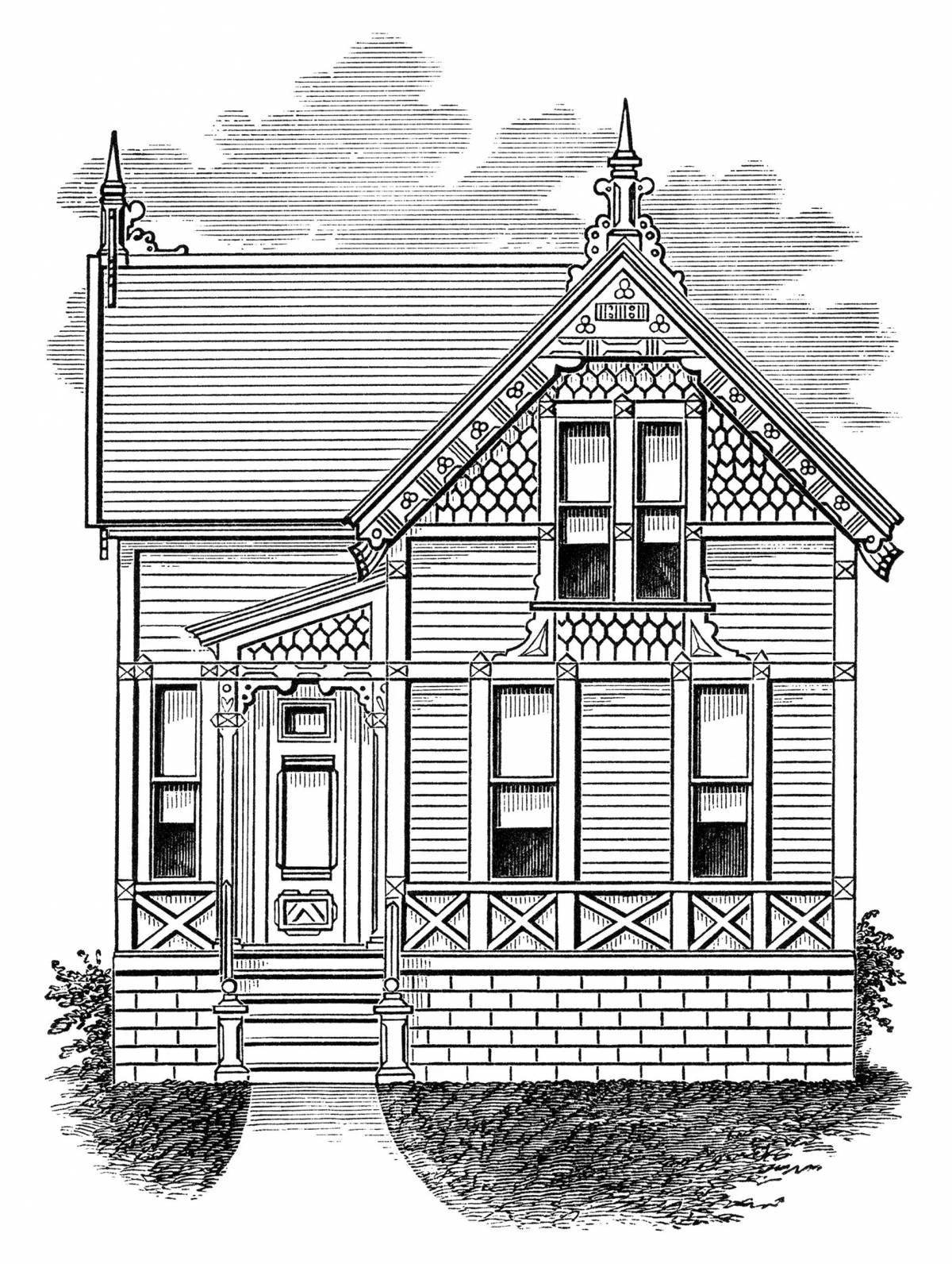 Coloring page graceful facade of the house