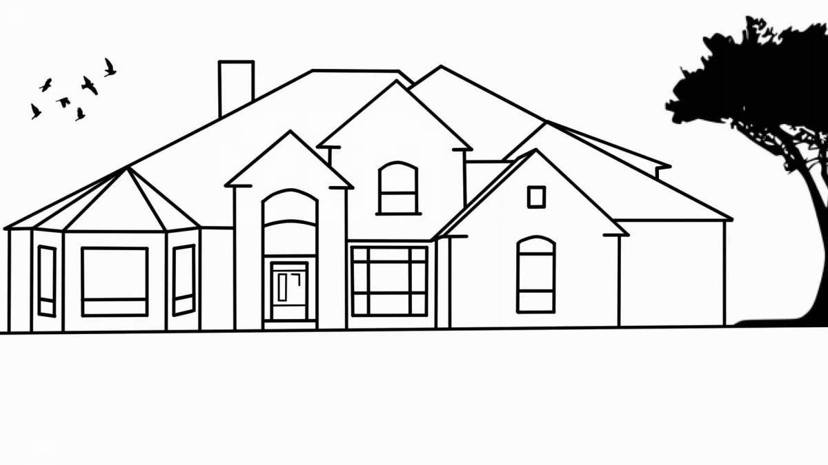 Coloring page stylish house facade