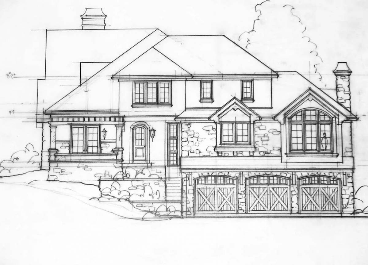 Fancy house facade coloring page