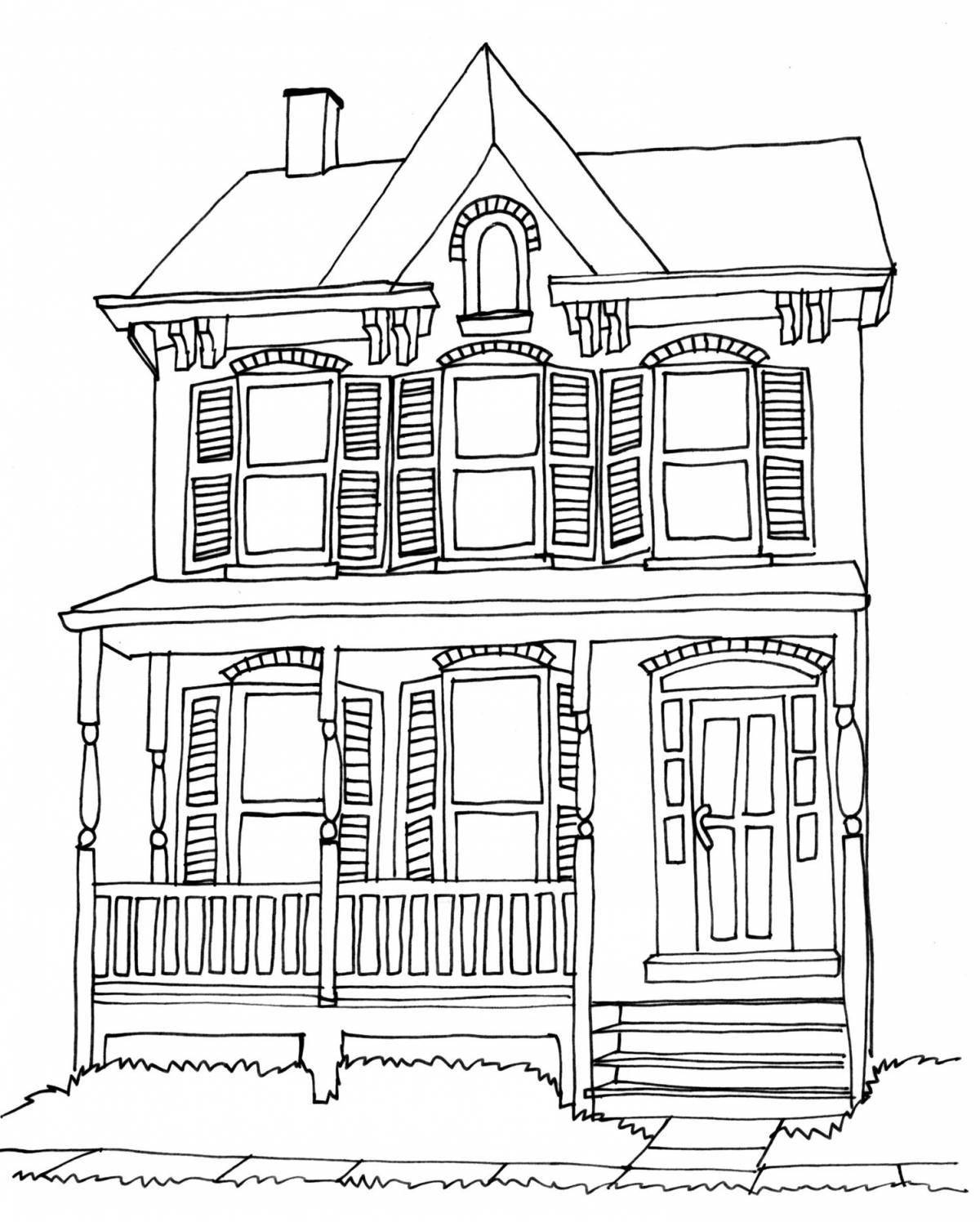 Fun house facade coloring book