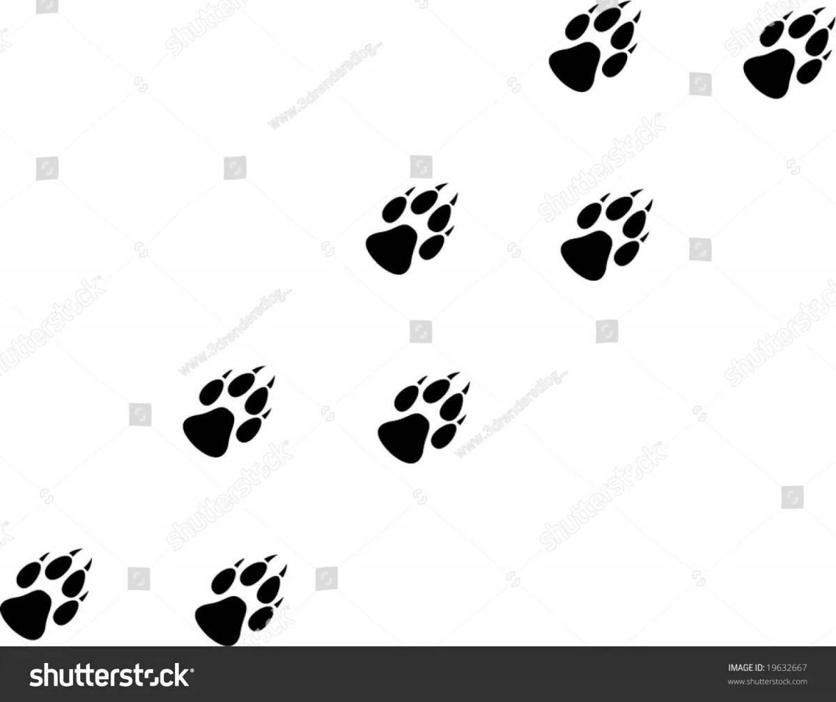 Coloring page elegant fox footprints